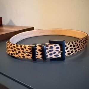 Cipriani Cheetah Print Genuine Leather Belt Black Hardware Sz XL